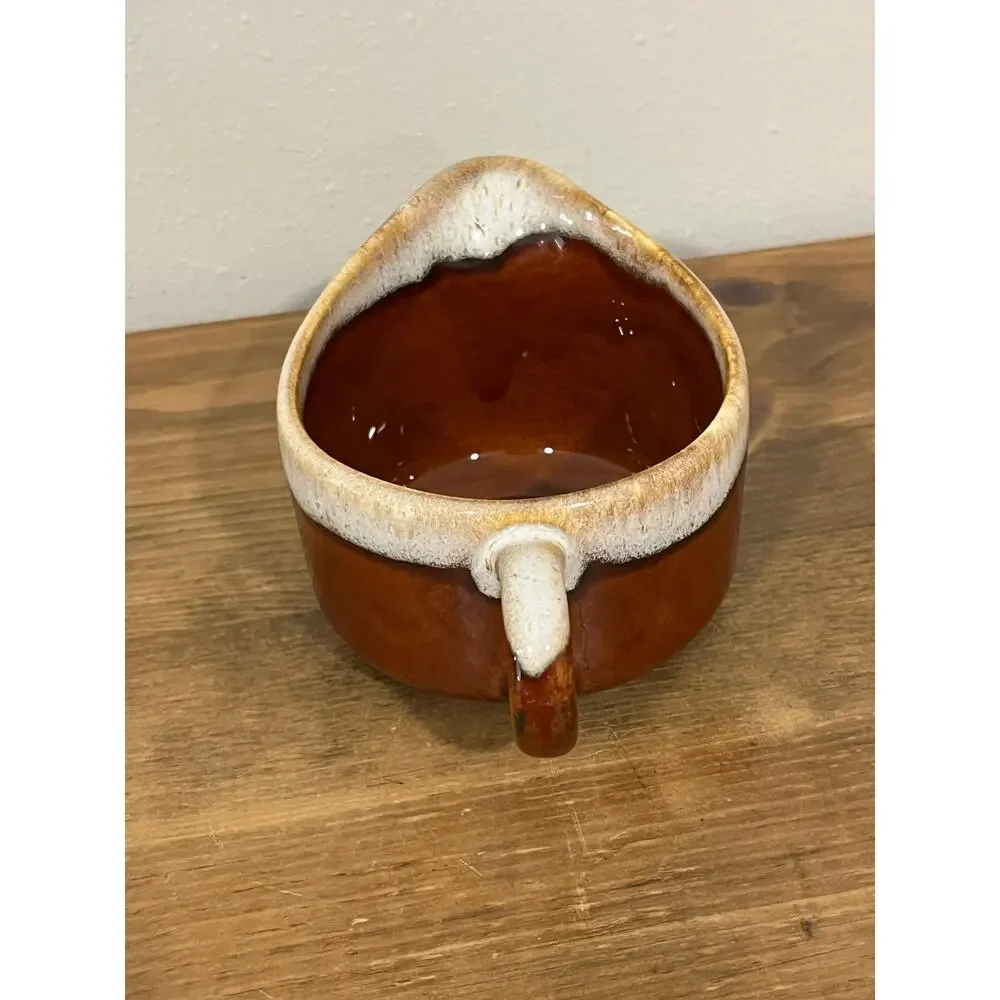Vintage Brown Drip Glaze‎ Creamer and Sugar Bowl Set MCM Farmhouse Kitchen Decor